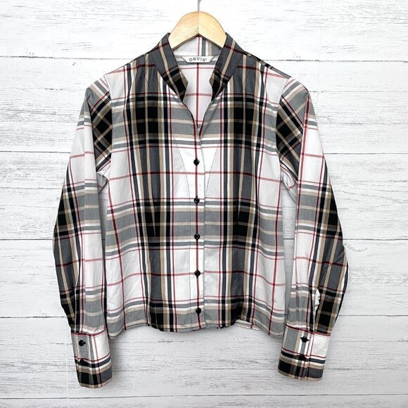 Orvis Women's Classic Black Tan Red Plaid Shirt Button Front Long Sleeve size 6 - Picture 10 of 10